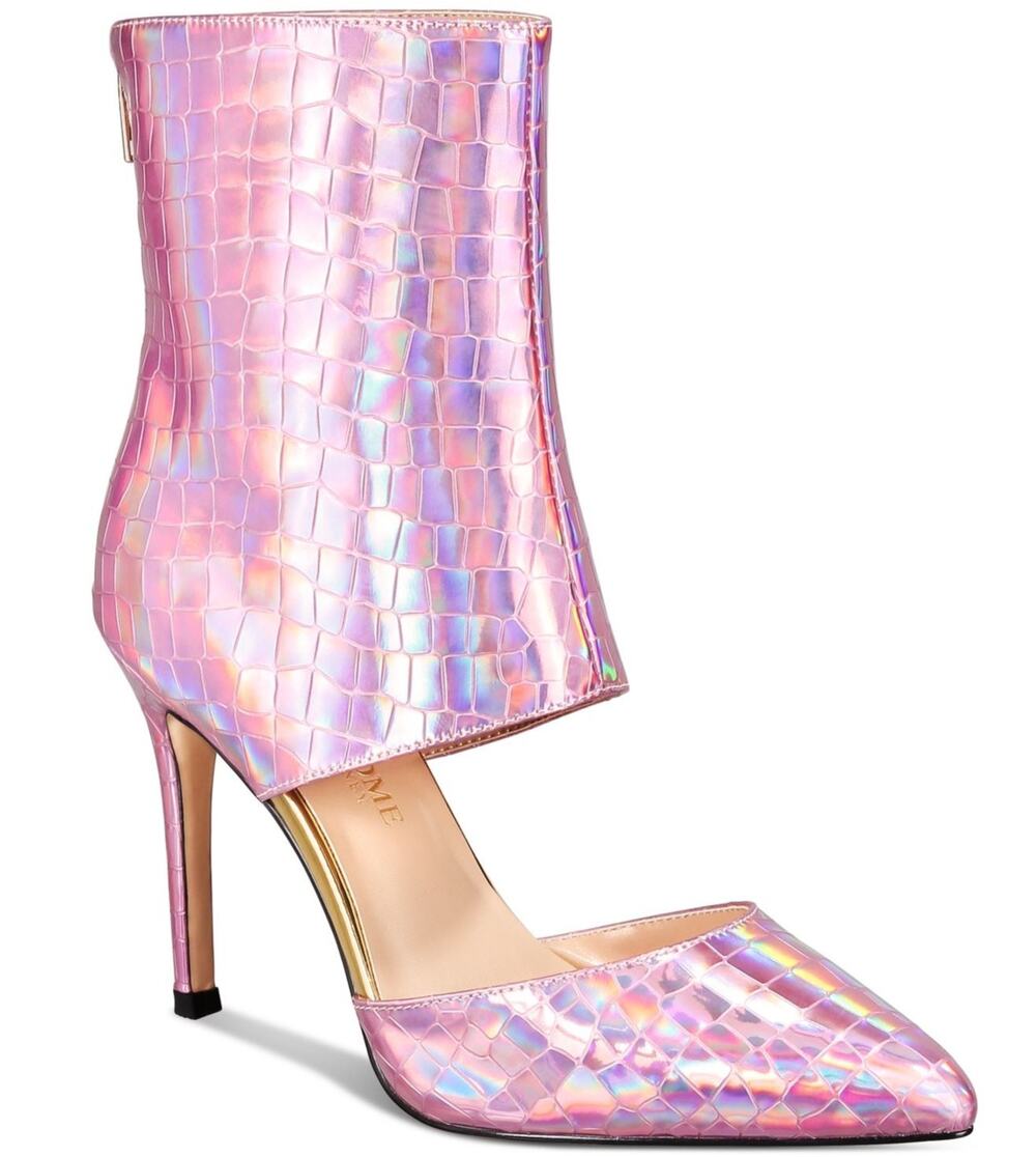 THINGS II COME Women's Size 12M Show-Stopping Pink Snake-Print Ankle Boot